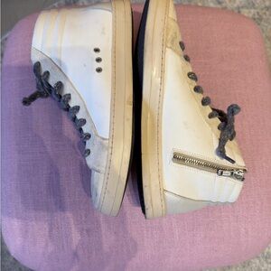 P448 White High-Tops with Sparkly Gray Laces Size 40